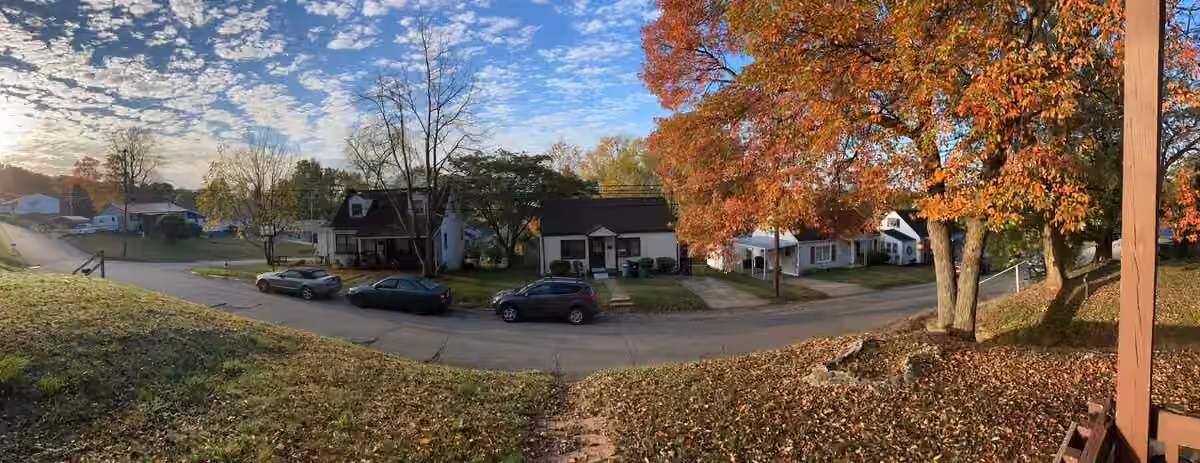 Buck Cottage exterior and surrounding street trees