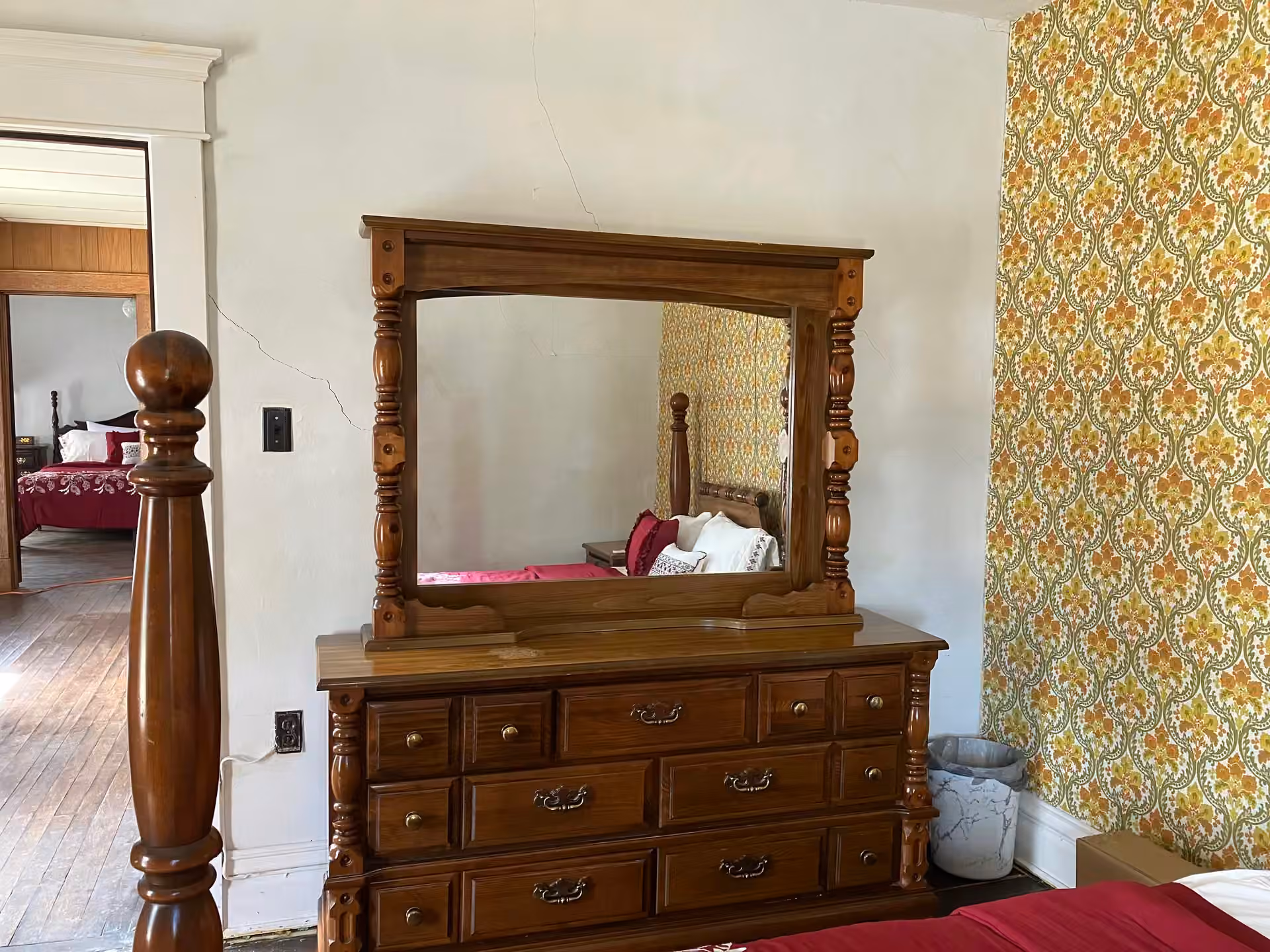 White Cottage dresser and storage area beside a window